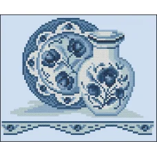 ФЧК-5107 Гжель: ваза с блюдом. Схема для вышивки бисером Феникс