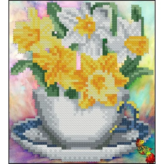 ФЧК-5123 Нарциссы в чашке. Схема для вышивки бисером Феникс