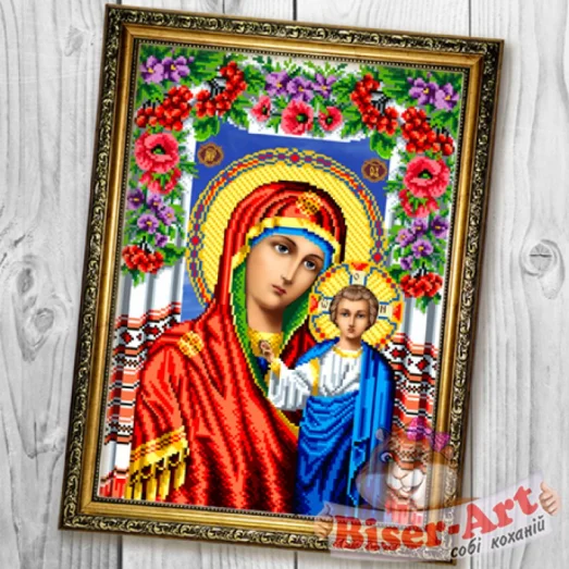 ВА-682А (А3) БМ Казанская в цветах.Схема для вышивки бисером БисерАрт