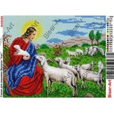 ВА-460ав (А4) Иисус с овцами. Схема для вышивки бисером БисерАрт