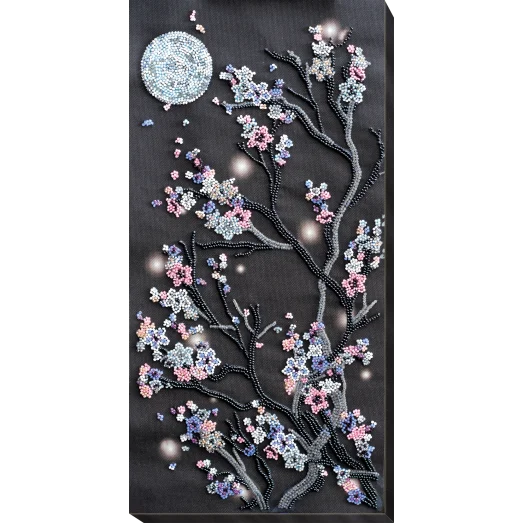 АВ-762 Ночная сакура. Набор для вышивки бисером на художественном холсте. Абрис Арт