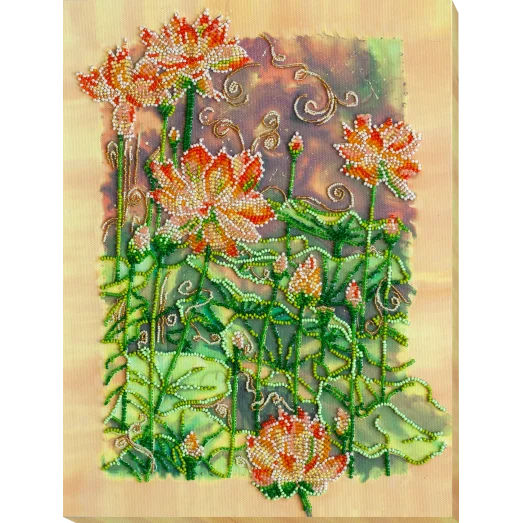 АВ-790 Лотосы на закате. Набор для вышивки бисером на художественном холсте. Абрис Арт