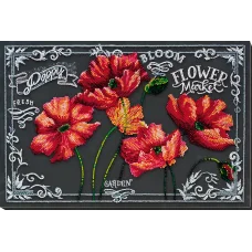 АВ-804 Бархатные маки Набор для вышивки бисером на художественном холсте. Абрис Арт