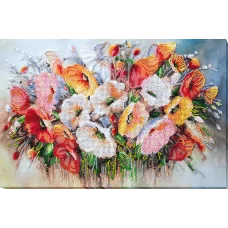 АВ-805 Нежные цветы. Набор для вышивки бисером на художественном холсте. Абрис Арт