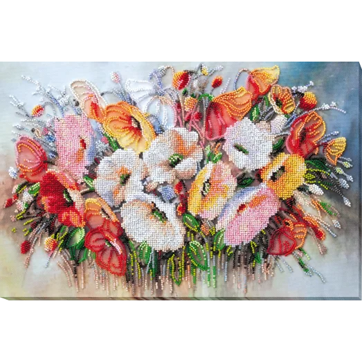АВ-805 Нежные цветы. Набор для вышивки бисером на художественном холсте. Абрис Арт
