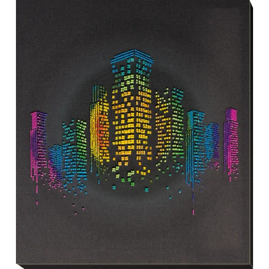 АВ-810 Ночь в городе. Набор для вышивки бисером на художественном холсте. Абрис Арт