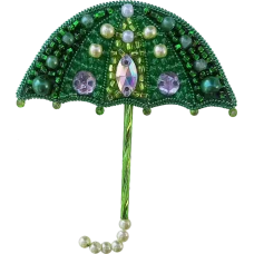 АБН-039 Набор для вышивания броши Зонтик (зеленый) ТМ А-Строчка
