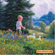 АС-213 Пастушок. Схема для вышивки бисером на холсте. АбрисАрт