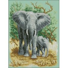 ФЧК-3175 Африканские серые слоны. Схема для вышивки бисером Феникс