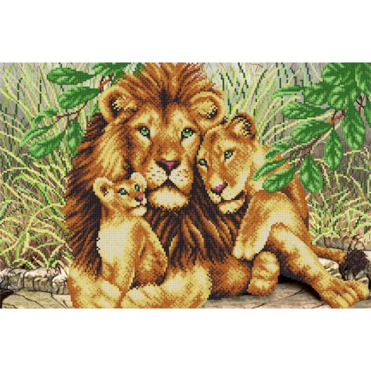 АХ2-071 Львиное семейство. Схема для вышивки бисером. А-Строчка