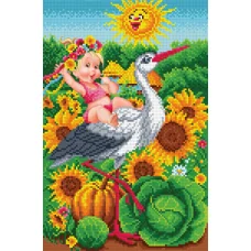 БИС-9414 С пополнением (девочка). Схема для вышивки бисером Арт Лар