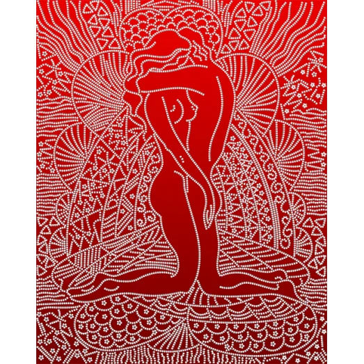 АК3-171 Влюбленные (белые) фон красный. Схема для вышивки бисером А-Строчка