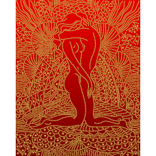 АК3-171 Влюбленные (золото) фон красный. Схема для вышивки бисером А-Строчка