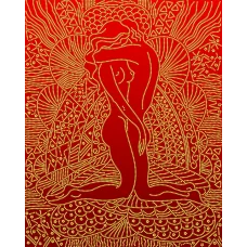 АК3-171 Влюбленные (золото) фон красный. Схема для вышивки бисером А-Строчка