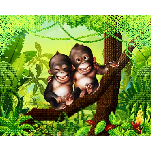 АК3-174 Веселые обезьянки . Схема для вышивки бисером А-Строчка