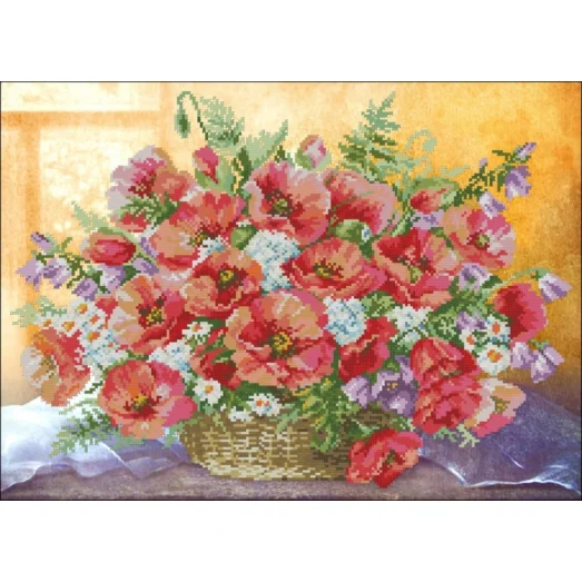 ФЧК-2030 Маки в лукошке. Схема для вышивки бисером Феникс