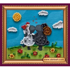 АМА-093 Влюблённые овечки-1. Набор для вышивки бисером Абрис Арт