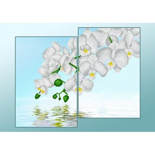 АР2-008 Белые орхидеи (Диптих. Серия «Элит»). Схема для вышивки бисером Астрочка