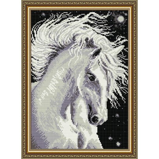 АТ3016 Белая Лошадь. Набор для рисования камнями. Арт Солло