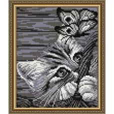 АТ5513 Котенок в корзине. Набор для рисования камнями. Арт Солло