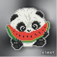 АТМ-049 Панда с арбузом. Набор магнит в алмазной технике ТМ Артсоло