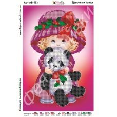 АВ-193 Девочка и панда. Схема для вышивки бисером. ТМ Фея Вышивки