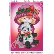 АВ-193 Девочка и панда. Схема для вышивки бисером. ТМ Фея Вышивки