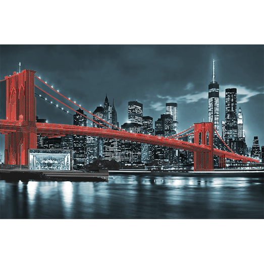 АХ2-035 Бруклинский мост (красный). Схема для вышивки бисером. А-Строчка