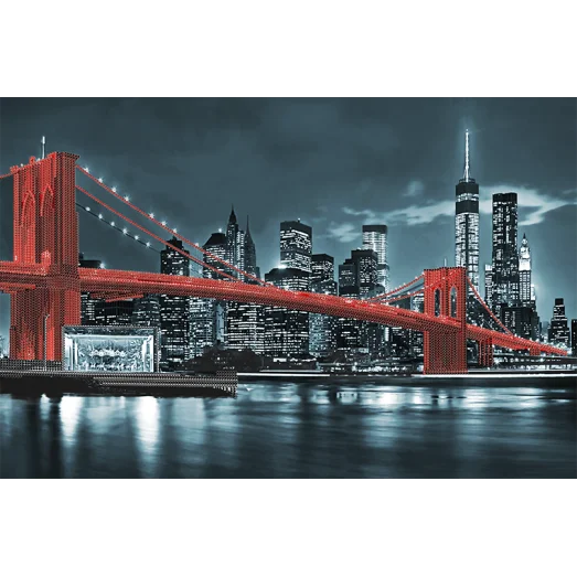 АХ2-035 Бруклинский мост (красный). Схема для вышивки бисером. А-Строчка
