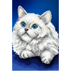 АХ2-046 Белый кот.  Схема для вышивки бисером. А-Строчка