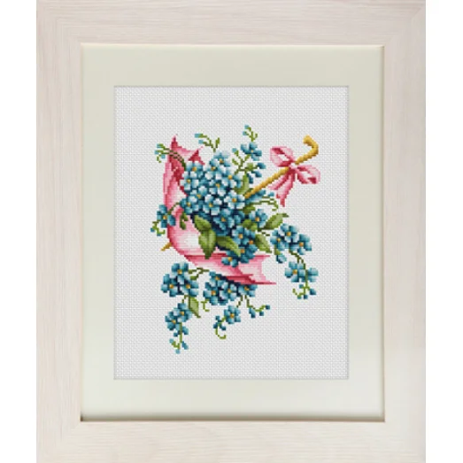 B111 Розовый зонтик. Набор для вышивки нитками. Luca-s