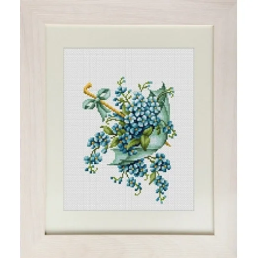 B112 Голубой зонтик. Набор для вышивки нитками. Luca-s