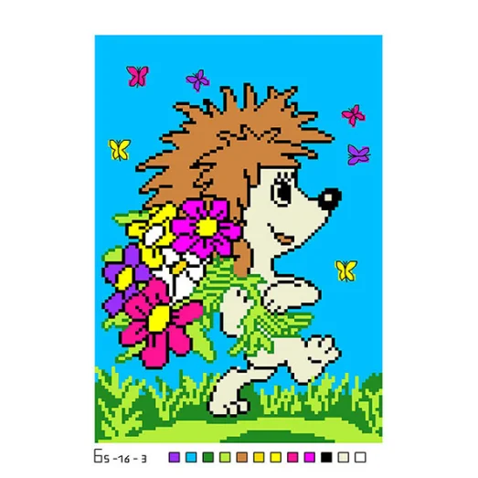 Б5-16-003 Ёжик с цветами. Канва для вышивки нитками Вышиванка