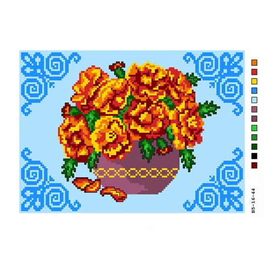 Б5-16-044 Букет цветов. Канва для вышивки нитками Вышиванка