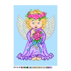 Б5-16-049 Ангел с цветами. Канва для вышивки нитками  Вышиванка