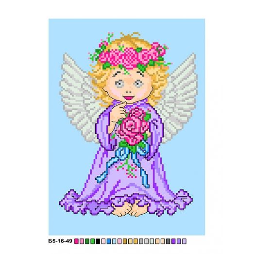 Б5-16-049 Ангел с цветами. Канва для вышивки нитками  Вышиванка