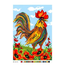 Б5-16-051 Петушок на маковом поле. Канва для вышивки нитками Вышиванка