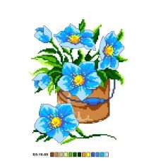 Б5-16-069 Голубые цветы. Канва для вышивки нитками Вышиванка