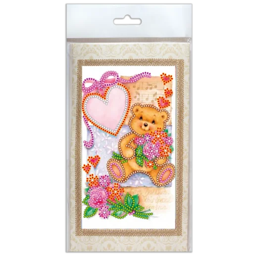 АО-124 Плюшевое счастье. Набор-открытка для вышивки бисером Абрис Арт