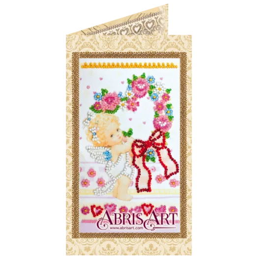 АО-137 Проказник купидон. Набор-открытка для вышивки бисером Абрис Арт