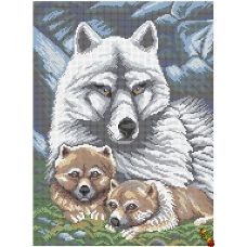 ФПК-3036 Белая волчица с семьёй. Схема для вышивки бисером Феникс