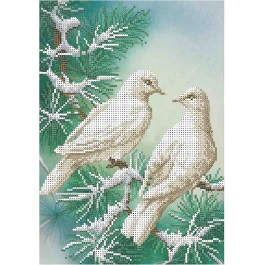 А4-К-585 Белые голуби. Схема для вышивки бисером ТМ Acorns