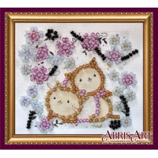 АМА-143 Котики в цветах. Набор для вышивки бисером Абрис Арт