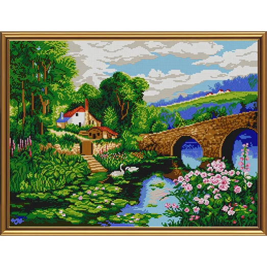 БИС-0034 Деревенский пейзаж. Схема для вышивки бисером Нова Слобода