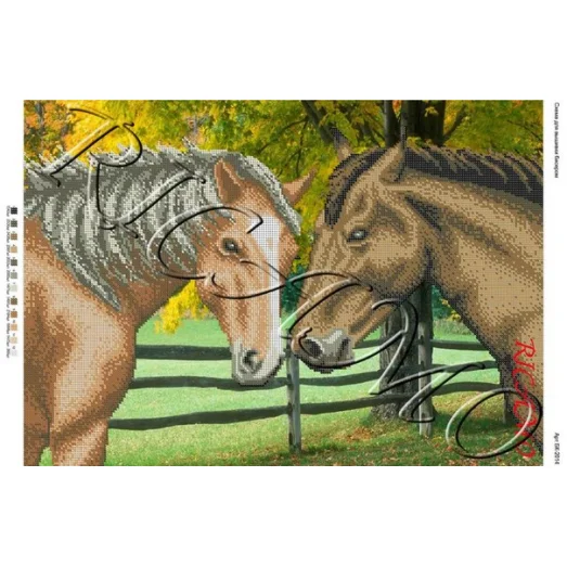 А2Н_037 БК-2014. Пара коней. Схема для вышивки бисером ТМ Virena