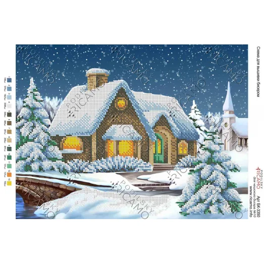 А3Н_120 БК-3350 Зимний пейзаж. Схема для вышивки бисером ТМ Virena