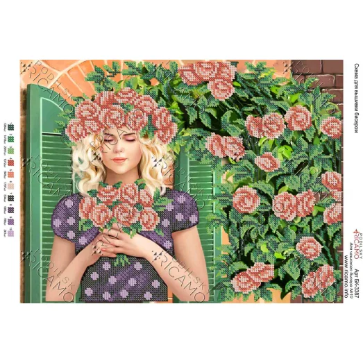 А3Н_303 БК-3387 Девушка в цветах. Схема для вышивки бисером ТМ Virena