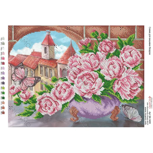 А3Н_147 БК-3400 Розы. Схема для вышивки бисером ТМ Virena