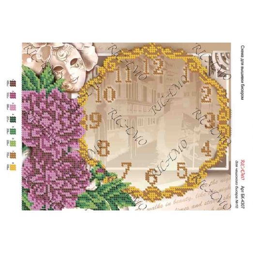 А4Н_082 БК-4307 Часы и цветы. Схема для вышивки бисером ТМ Virena 