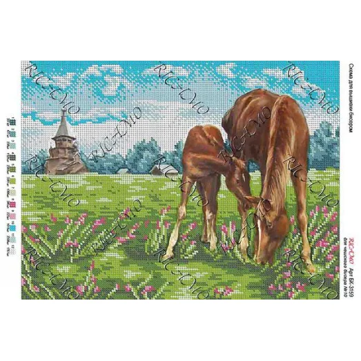 А3Н_230 БК-3159 Кони. Схема для вышивки бисером ТМ Virena